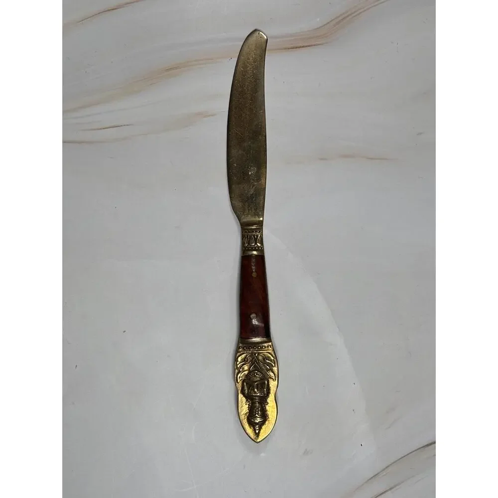 Set of 6 Vintage Thailand Siam Knife Set Rosewood Nickel Bronze 1950s